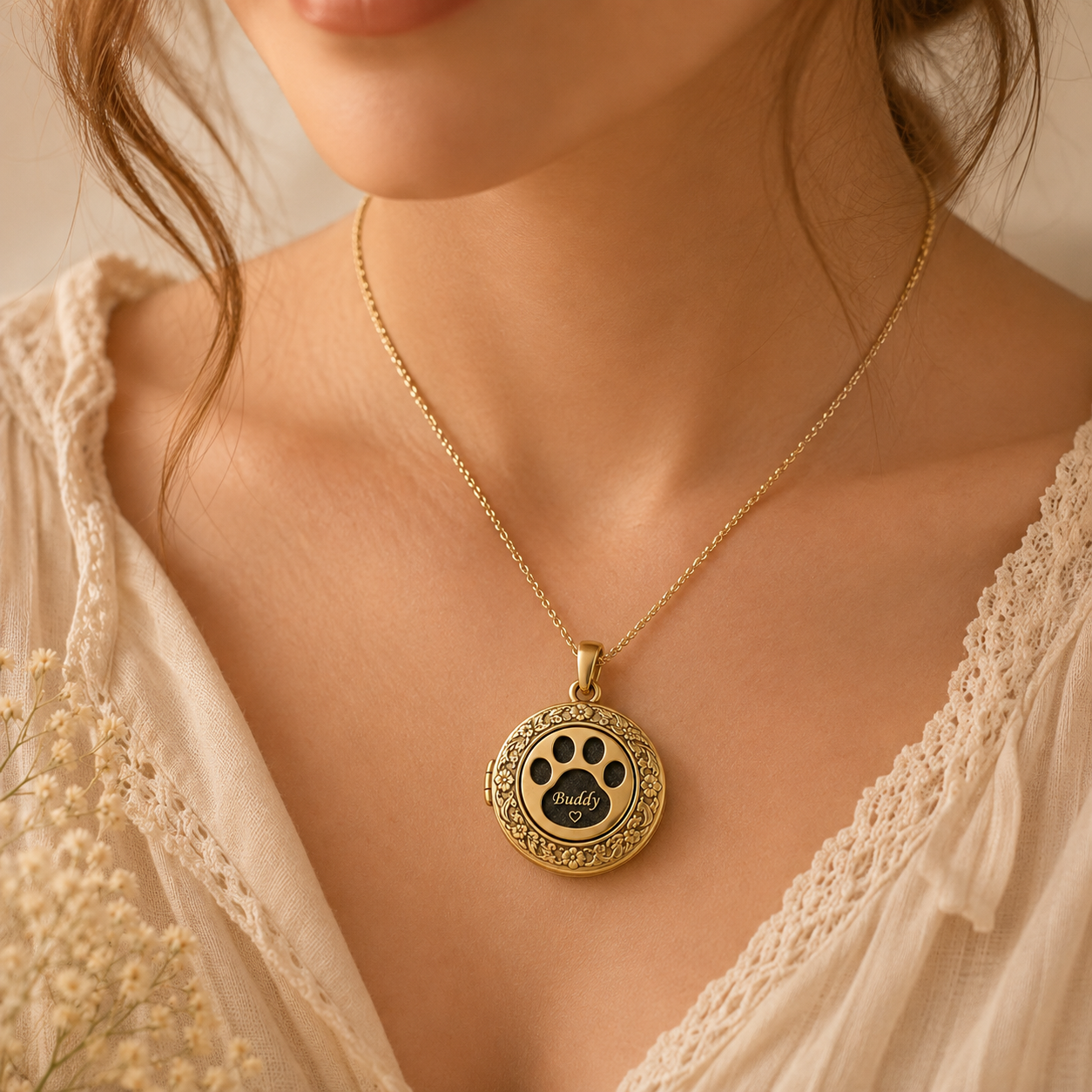 Personalized Paw Print Memory Pendant