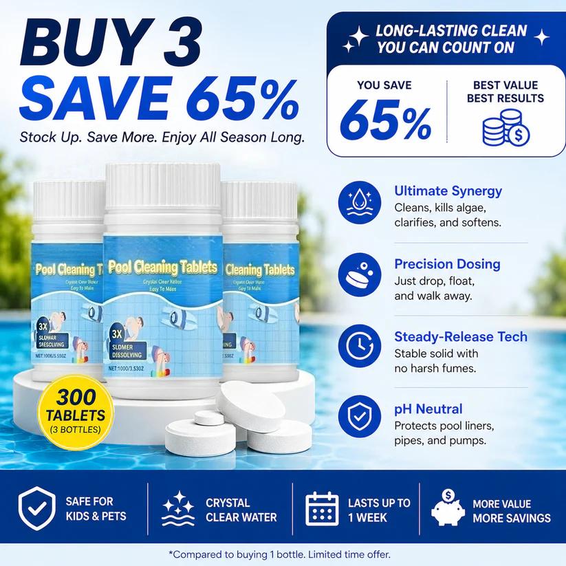 🔥 Flash Sale: 70% OFF – The Next-Gen Pool Purifier is here ✨ 2X Stronger Algae Control, Gentle & Safe for Kids! 👨‍👩‍👧‍👦