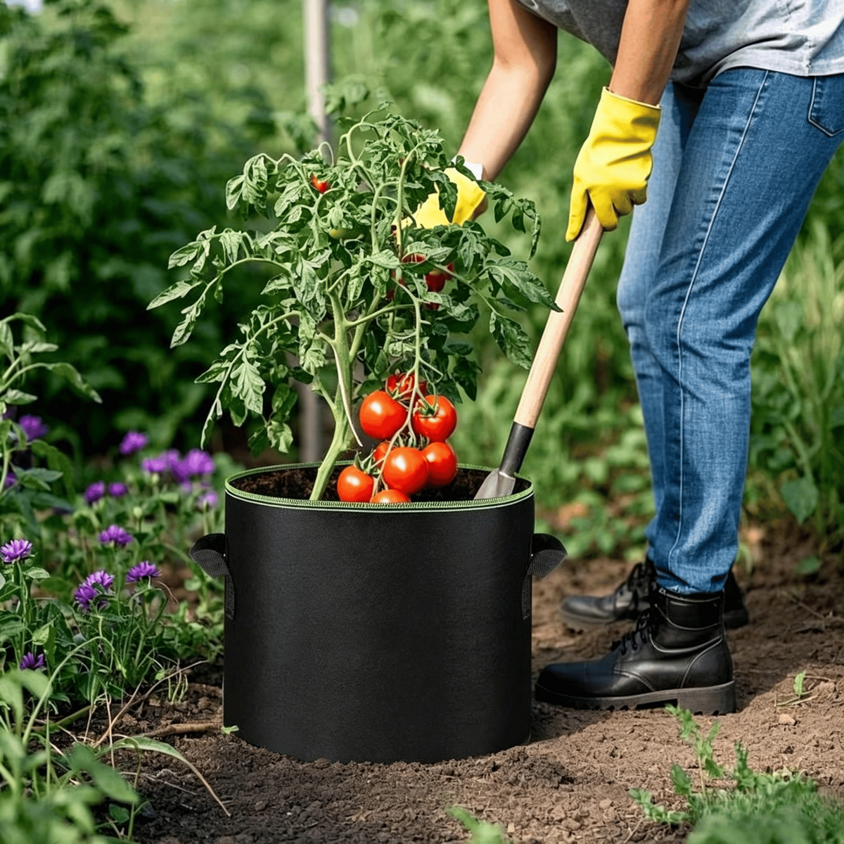 🌱 5 Gallon Grow Bags – Heavy Duty Aeration Fabric Pots with Handles for Vegetables, Flowers & Fruits 🪴
