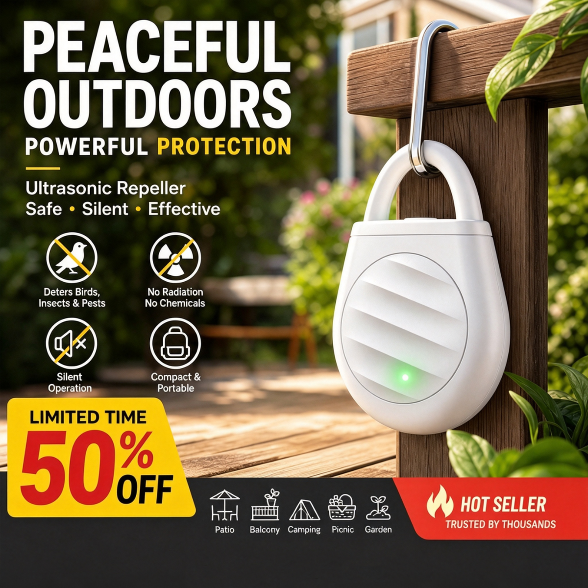 🔥Limited time offer Buy 3 get 1 free！🐦No more trouble from birds, beasts and locusts！Portable Ultrasonic Bird Repellent Keychain