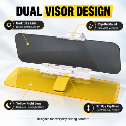 🚗 Drive Safer Day and Night 🌙 Universal HD Anti-Glare Car Sun Visor ✨