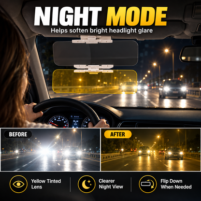 🚗 Drive Safer Day and Night 🌙 Universal HD Anti-Glare Car Sun Visor ✨