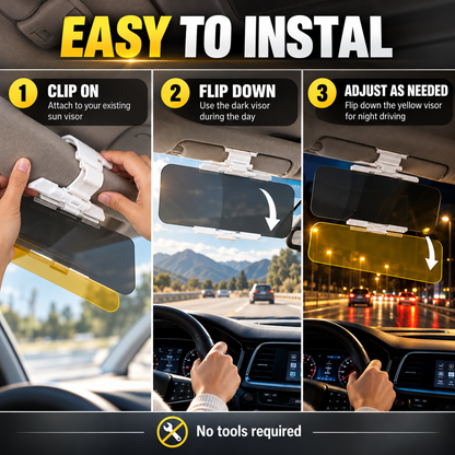 🚗 Drive Safer Day and Night 🌙 Universal HD Anti-Glare Car Sun Visor ✨
