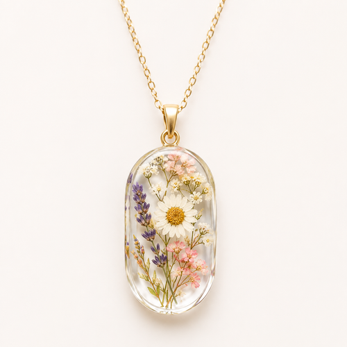 Wildflower Pressed Glass Pendant