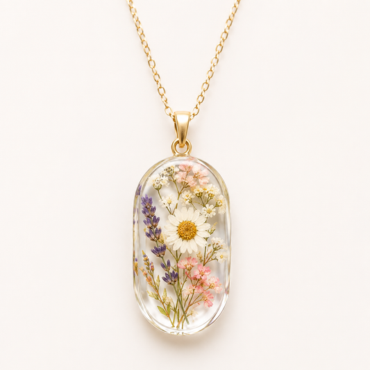Wildflower Pressed Glass Pendant
