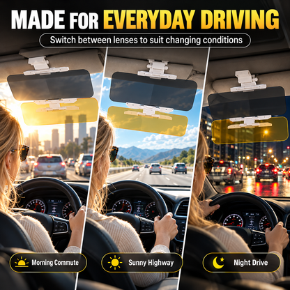 🚗 Drive Safer Day and Night 🌙 Universal HD Anti-Glare Car Sun Visor ✨