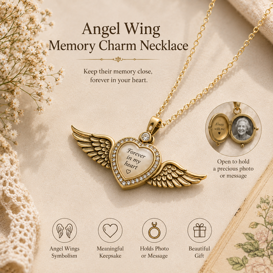 Angel Wing Memory Charm Necklace
