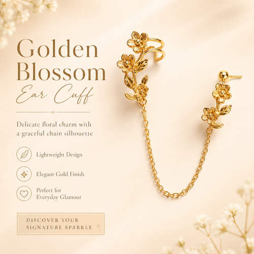 Floral Ear Cuff & Chain Set