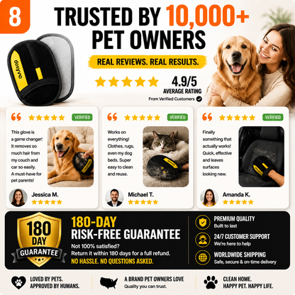🔥 Flash Sale: 70% OFF –The dosyvo Pet Hair Removal Glove – ⚡ Swipe to Lift Fur from Furniture, Clothes & Cars