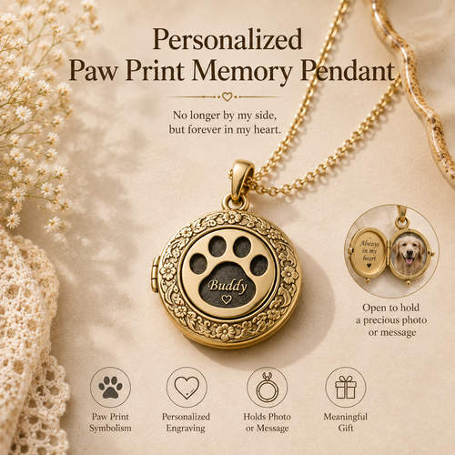 Personalized Paw Print Memory Pendant